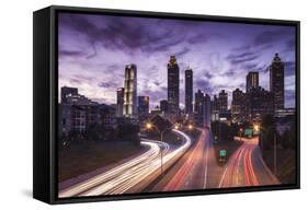 USA, Georgia, Atlanta, City Skyline from Interstate 20-Walter Bibikow-Framed Stretched Canvas