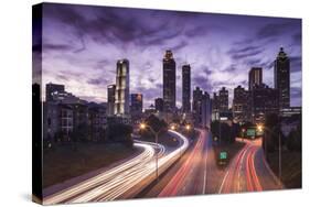 USA, Georgia, Atlanta, City Skyline from Interstate 20-Walter Bibikow-Stretched Canvas