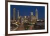 USA, Georgia, Atlanta. Urban scene at night.-Jaynes Gallery-Framed Photographic Print