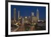 USA, Georgia, Atlanta. Urban scene at night.-Jaynes Gallery-Framed Photographic Print