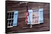 USA, Georgia, Savannah, Flag on an old building.-Joanne Wells-Framed Stretched Canvas