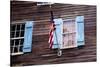 USA, Georgia, Savannah, Flag on an old building.-Joanne Wells-Stretched Canvas