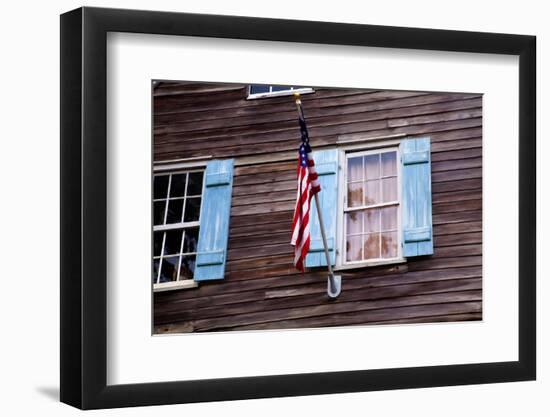 USA, Georgia, Savannah, Flag on an old building.-Joanne Wells-Framed Photographic Print