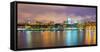 USA, Georgia, Savannah, Skyline reflected in the Savannah river-Jordan Banks-Framed Stretched Canvas