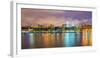 USA, Georgia, Savannah, Skyline reflected in the Savannah river-Jordan Banks-Framed Photographic Print