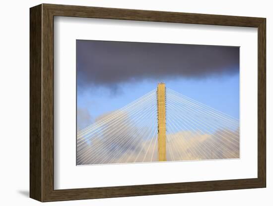 USA, Georgia, Savannah. Talmadge Memorial Bridge in the clouds.-Joanne Wells-Framed Photographic Print