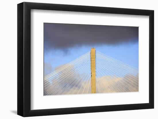 USA, Georgia, Savannah. Talmadge Memorial Bridge in the clouds.-Joanne Wells-Framed Photographic Print