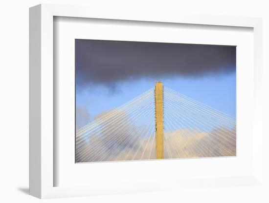 USA, Georgia, Savannah. Talmadge Memorial Bridge in the clouds.-Joanne Wells-Framed Photographic Print