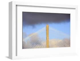 USA, Georgia, Savannah. Talmadge Memorial Bridge in the clouds.-Joanne Wells-Framed Photographic Print