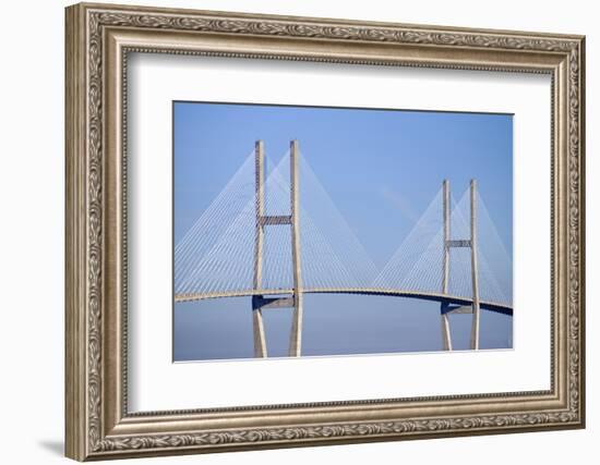 USA, Georgia, Savannah. Talmadge Memorial Bridge over the Savannah River.-Joanne Wells-Framed Photographic Print