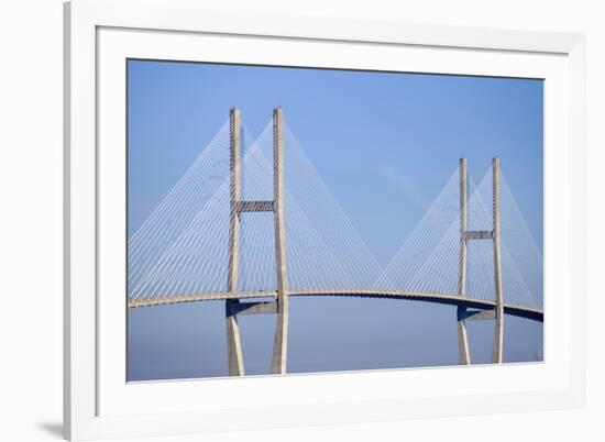 USA, Georgia, Savannah. Talmadge Memorial Bridge over the Savannah River.-Joanne Wells-Framed Photographic Print