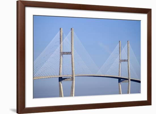 USA, Georgia, Savannah. Talmadge Memorial Bridge over the Savannah River.-Joanne Wells-Framed Photographic Print