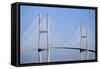 USA, Georgia, Savannah. Talmadge Memorial Bridge over the Savannah River.-Joanne Wells-Framed Stretched Canvas