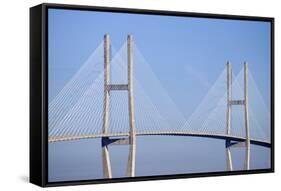 USA, Georgia, Savannah. Talmadge Memorial Bridge over the Savannah River.-Joanne Wells-Framed Stretched Canvas