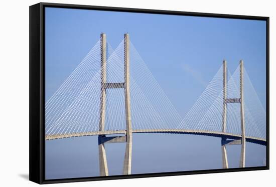 USA, Georgia, Savannah. Talmadge Memorial Bridge over the Savannah River.-Joanne Wells-Framed Stretched Canvas