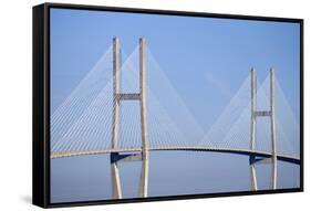 USA, Georgia, Savannah. Talmadge Memorial Bridge over the Savannah River.-Joanne Wells-Framed Stretched Canvas