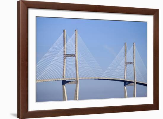 USA, Georgia, Savannah. Talmadge Memorial Bridge over the Savannah River.-Joanne Wells-Framed Photographic Print