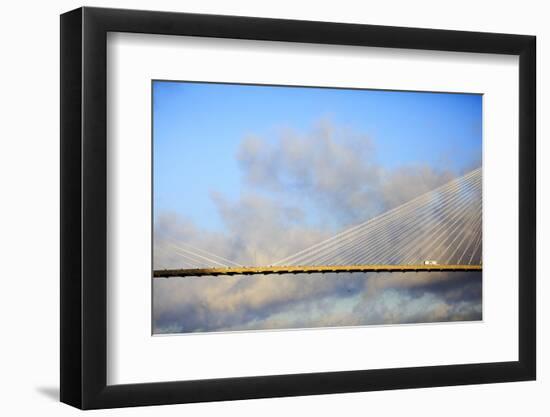 USA, Georgia, Savannah. Talmadge Memorial Bridge with truck crossing.-Joanne Wells-Framed Photographic Print