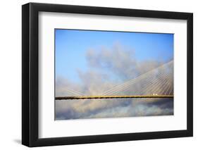 USA, Georgia, Savannah. Talmadge Memorial Bridge with truck crossing.-Joanne Wells-Framed Photographic Print