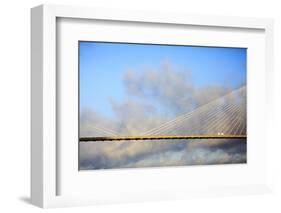 USA, Georgia, Savannah. Talmadge Memorial Bridge with truck crossing.-Joanne Wells-Framed Photographic Print