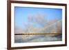 USA, Georgia, Savannah. Talmadge Memorial Bridge with truck crossing.-Joanne Wells-Framed Photographic Print