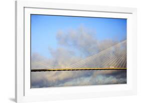 USA, Georgia, Savannah. Talmadge Memorial Bridge with truck crossing.-Joanne Wells-Framed Photographic Print