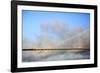 USA, Georgia, Savannah. Talmadge Memorial Bridge with truck crossing.-Joanne Wells-Framed Photographic Print