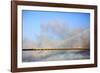 USA, Georgia, Savannah. Talmadge Memorial Bridge with truck crossing.-Joanne Wells-Framed Photographic Print