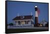 USA, Georgia, Tybee Island, Flag flying on lighthouse at Tybee Island.-Joanne Wells-Framed Stretched Canvas