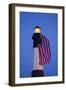 USA, Georgia, Tybee Island, Flag flying on lighthouse at Tybee Island.-Joanne Wells-Framed Photographic Print