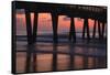 USA, Georgia, Tybee Island, Pier at Tybee Island beach at sunrise.-Joanne Wells-Framed Stretched Canvas