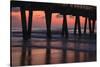 USA, Georgia, Tybee Island, Pier at Tybee Island beach at sunrise.-Joanne Wells-Stretched Canvas