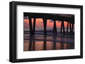 USA, Georgia, Tybee Island, Pier at Tybee Island beach at sunrise.-Joanne Wells-Framed Photographic Print