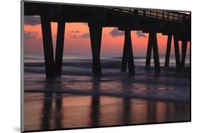 USA, Georgia, Tybee Island, Pier at Tybee Island beach at sunrise.-Joanne Wells-Mounted Photographic Print