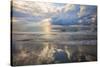 USA, Georgia, Tybee Island, Sunrise and reflections on Tybee Island.-Joanne Wells-Stretched Canvas