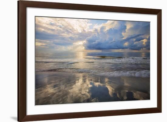 USA, Georgia, Tybee Island, Sunrise and reflections on Tybee Island.-Joanne Wells-Framed Premium Photographic Print