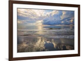 USA, Georgia, Tybee Island, Sunrise and reflections on Tybee Island.-Joanne Wells-Framed Premium Photographic Print