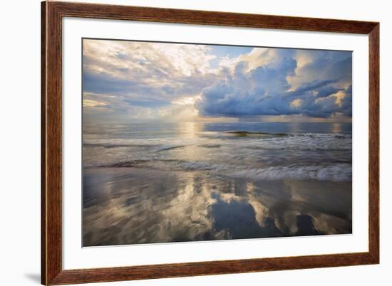 USA, Georgia, Tybee Island, Sunrise and reflections on Tybee Island.-Joanne Wells-Framed Premium Photographic Print