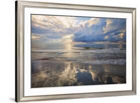 USA, Georgia, Tybee Island, Sunrise and reflections on Tybee Island.-Joanne Wells-Framed Premium Photographic Print