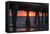 USA, Georgia, Tybee Island, Tybee Pier at sunrise.-Joanne Wells-Framed Stretched Canvas