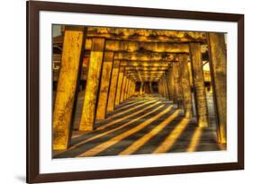 USA, Georgia, Tybee Island. Tybee Pier with shadows at sunrise.-Joanne Wells-Framed Premium Photographic Print