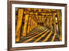 USA, Georgia, Tybee Island. Tybee Pier with shadows at sunrise.-Joanne Wells-Framed Premium Photographic Print