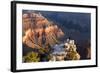 USA, Grand Canyon National Park, Sunrise, Man on Rock Ledge-Catharina Lux-Framed Photographic Print