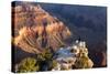 USA, Grand Canyon National Park, Sunrise, Man on Rock Ledge-Catharina Lux-Stretched Canvas