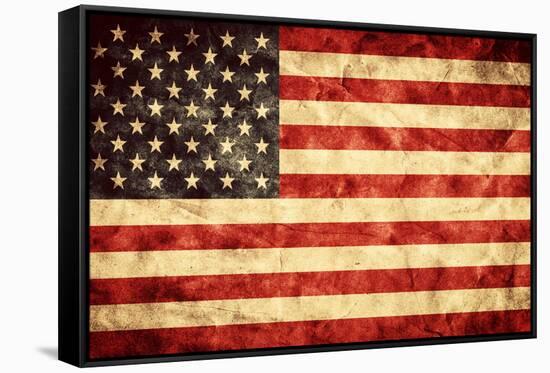 USA Grunge Flag. Vintage, Retro Style. High Resolution, Hd Quality. Item from My Grunge Flags Colle-Michal Bednarek-Framed Stretched Canvas