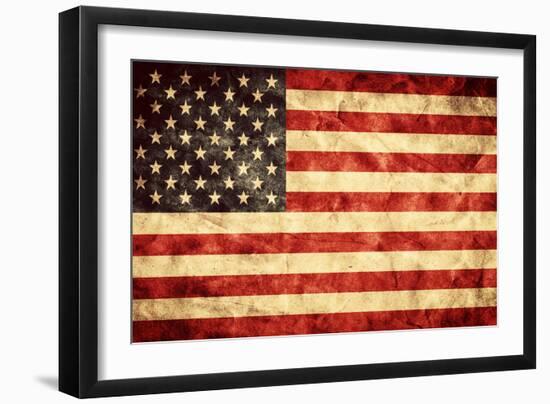 USA Grunge Flag. Vintage, Retro Style. High Resolution, Hd Quality. Item from My Grunge Flags Colle-Michal Bednarek-Framed Photographic Print