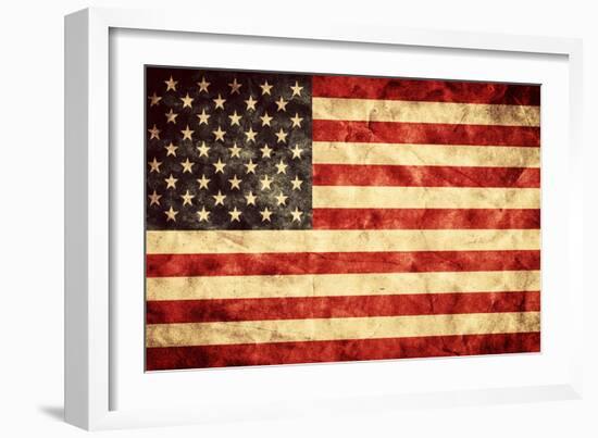 USA Grunge Flag. Vintage, Retro Style. High Resolution, Hd Quality. Item from My Grunge Flags Colle-Michal Bednarek-Framed Photographic Print