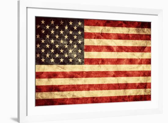 USA Grunge Flag. Vintage, Retro Style. High Resolution, Hd Quality. Item from My Grunge Flags Colle-Michal Bednarek-Framed Photographic Print