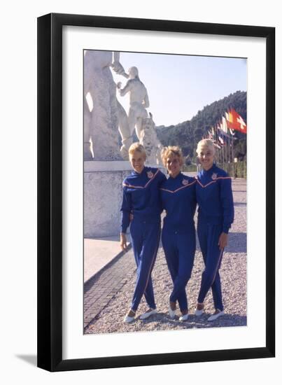 Usa Gymnasts Sharon Richardson, Doris Fuchs, and Muriel Davis-Grossfeld, 1960 Rome Olympic Games-George Silk-Framed Photographic Print