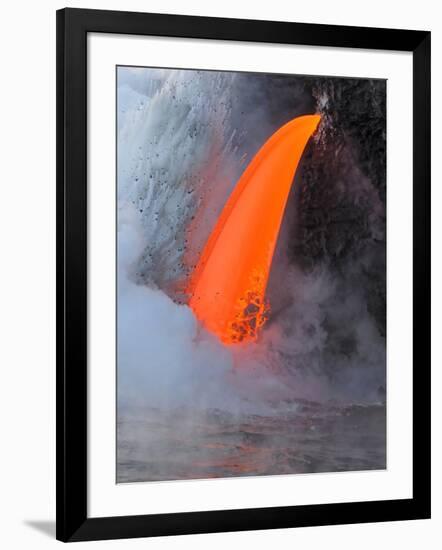 USA, Hawaii, Big Island. Lava from the Big Island's Pu'u O'o flowing into the Kalapana coast.-Julie Eggers-Framed Photographic Print